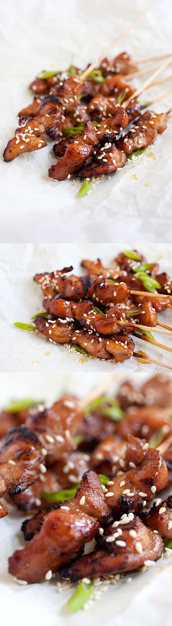 Honey Sesame Chicken Skewers - sticky sweet and savory chicken on skewers. So easy to make, so delicious that you won't stop eating | rasamalaysia.com