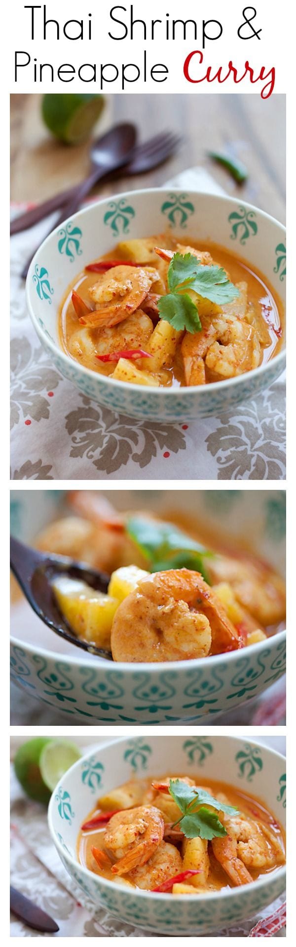 Thai Shrimp & Pineapple Curry - shrimp & pineapple are the best combos for this amazing and super delish curry. Takes 15 minutes to make | rasamalaysia.com