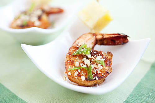 Vietnamese pineapple shrimp skewers marinade with tamarind juice.