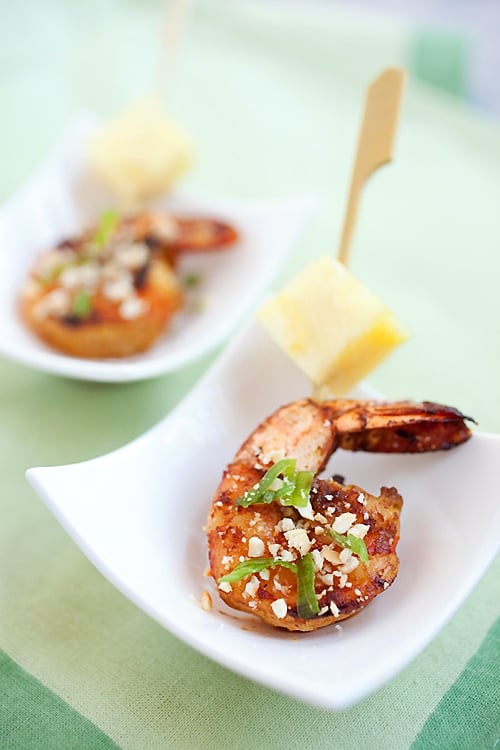 Shrimp and outlet pineapple skewers