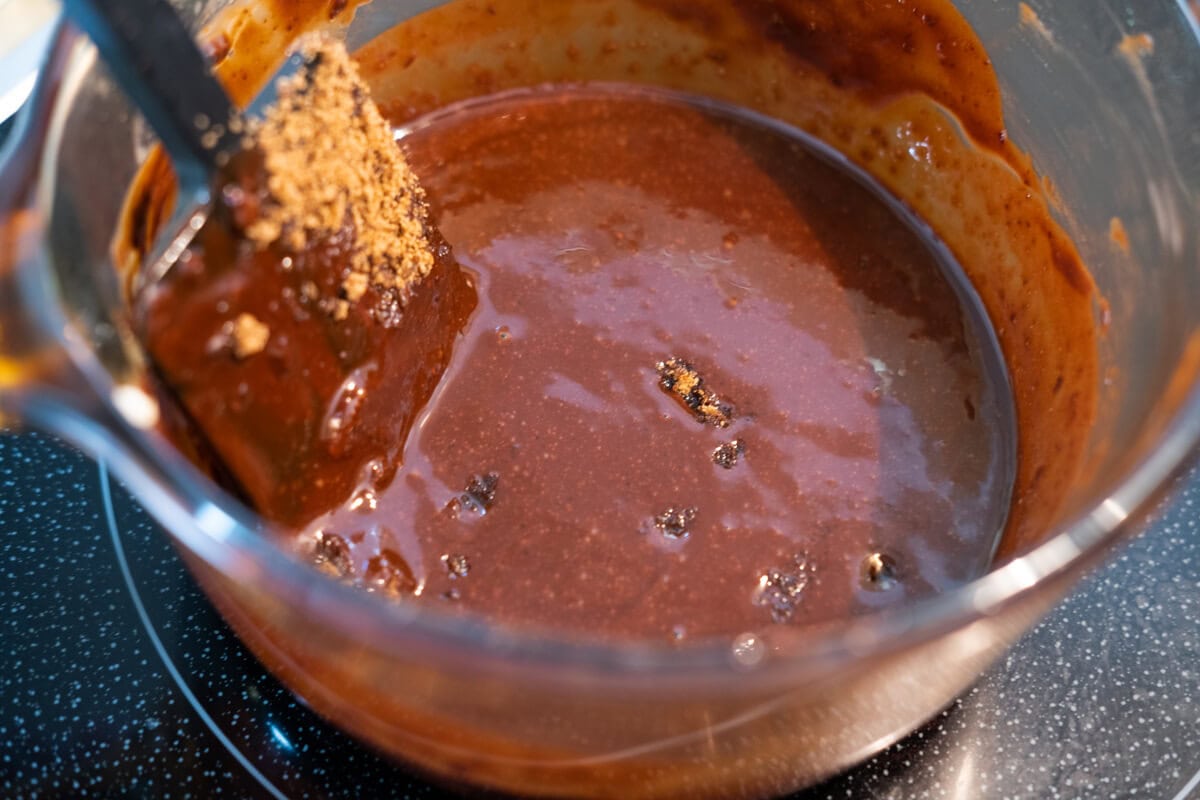 Brownie batter in a bowl.