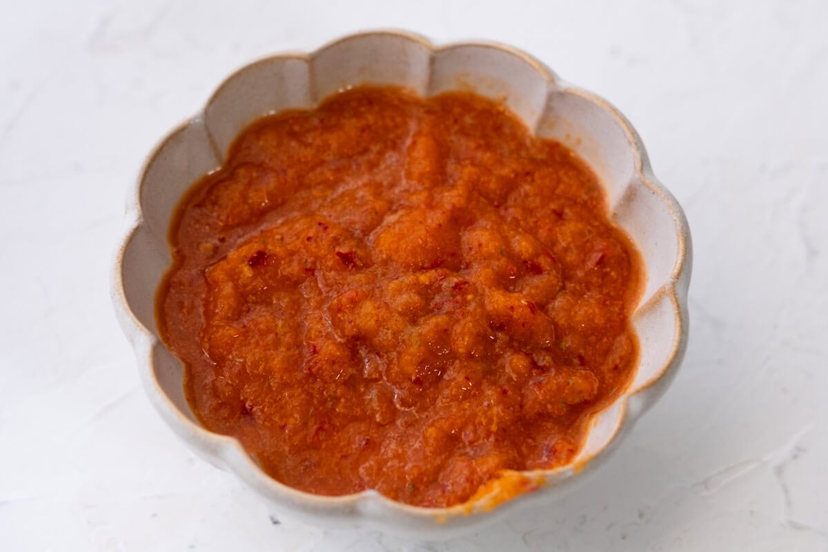 Blended spices paste in a small bowl. 