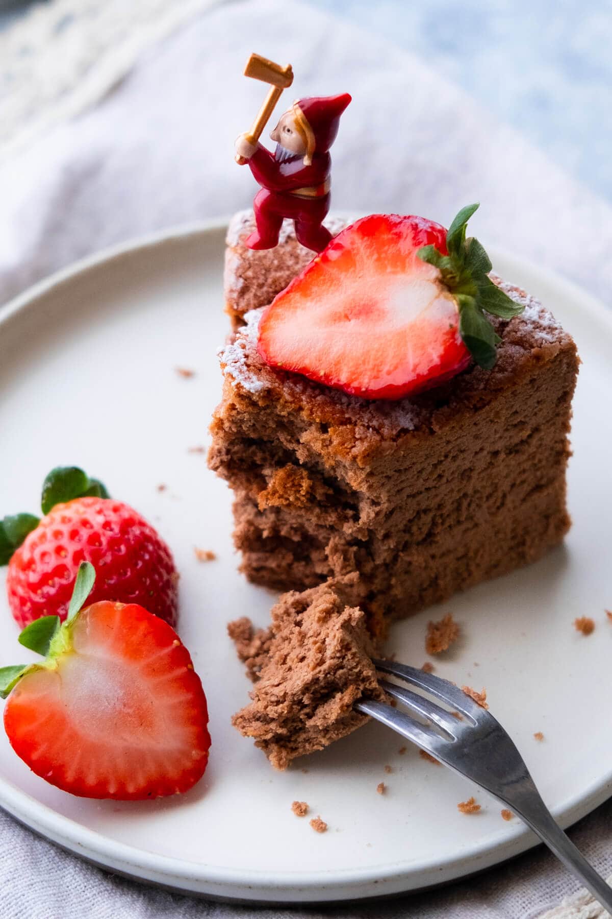 A slice of Chocolate Japanese Cheesecake for dessert.