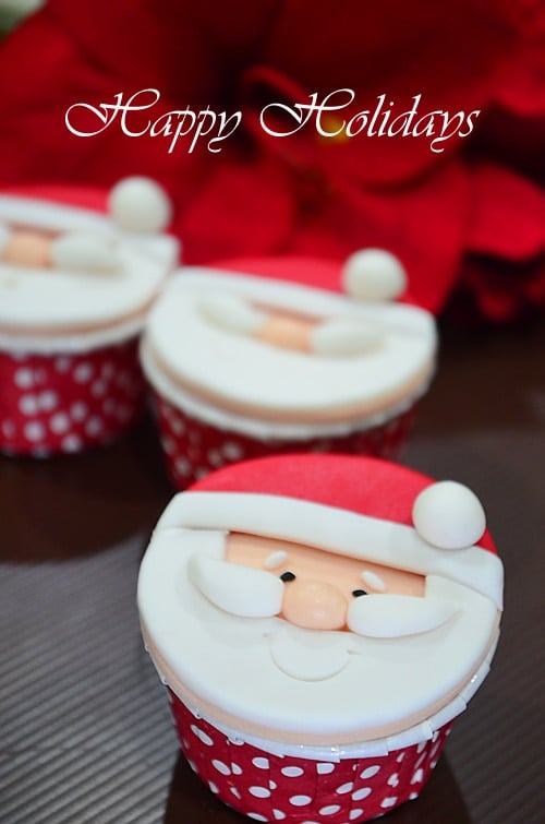 Easy cute festive homemade santa cupcakes.