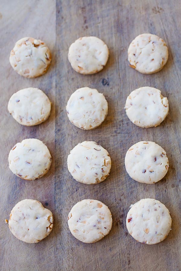 Chinese almond cookies made in kitchen.