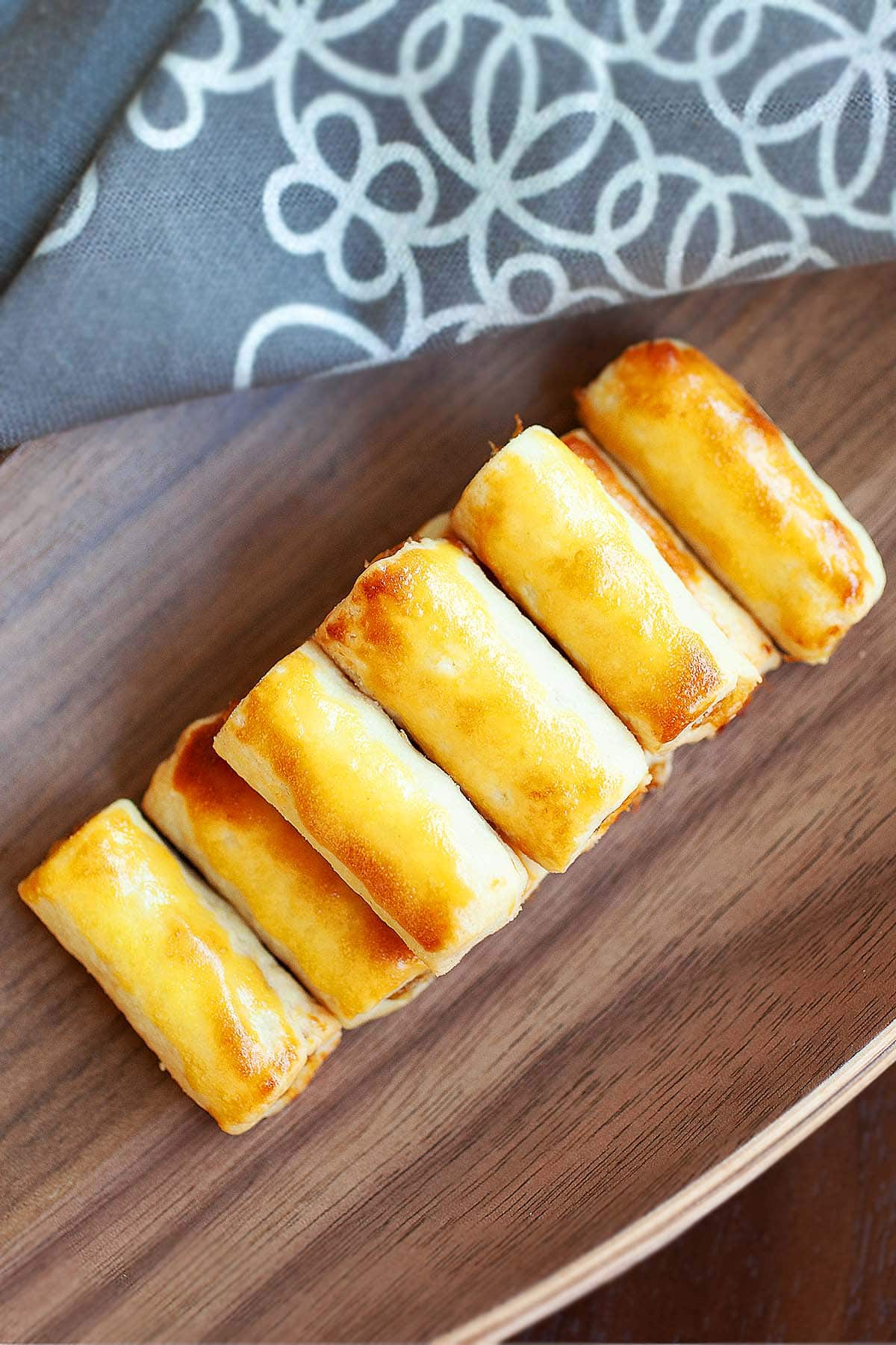 Golden and glossy nastar (pineapple rolls) for Chinese New Year. 