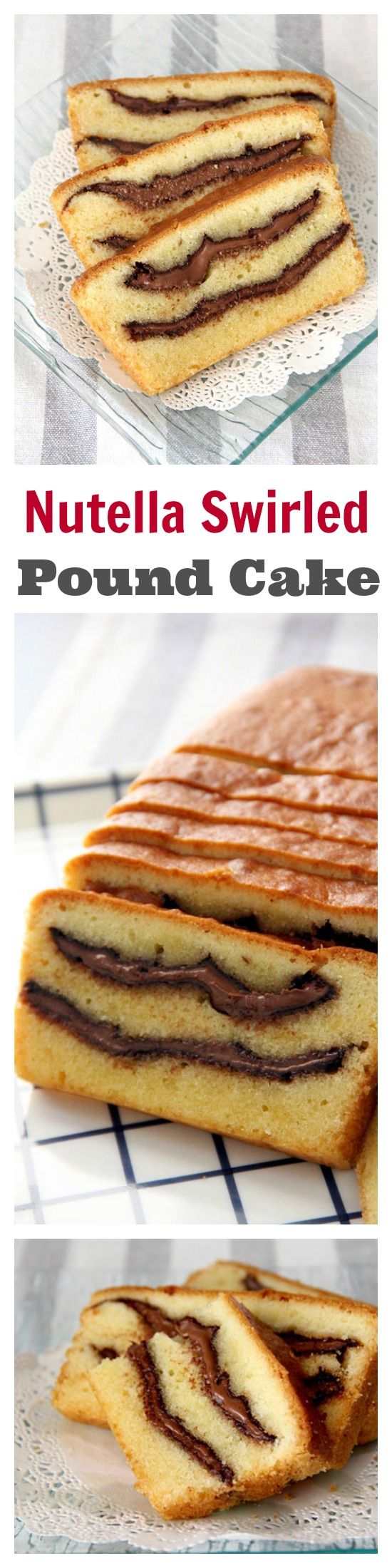 Nutella swirled pound cake - thick, gooey Nutella swirls in rich buttery pound cake | rasamalaysia.com