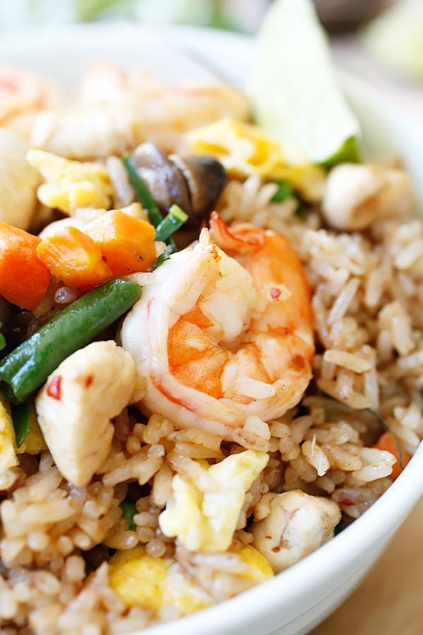 Tom Yum Fried Rice with shrimp.