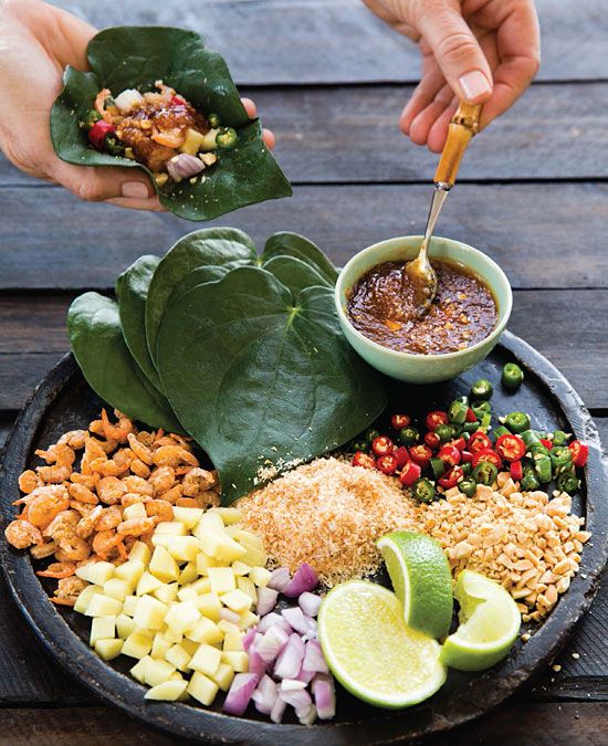 Miang Kham, or betel leaf-wrapped salad bites, one of my favorite Thai recipes. | rasamalaysia.com