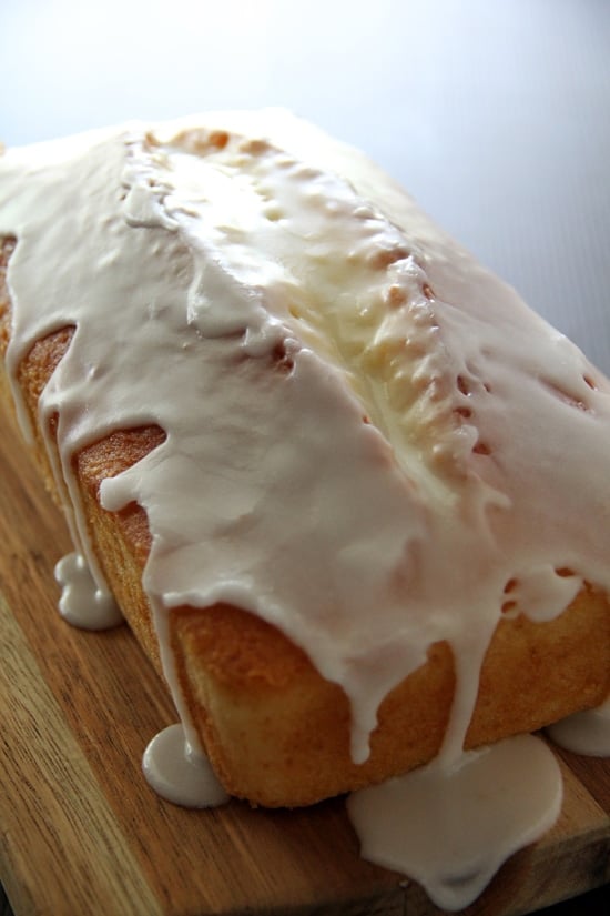 Easy and delicious homemade Meyer lemon pound cake loaf topped with lemon sugar glaze.
