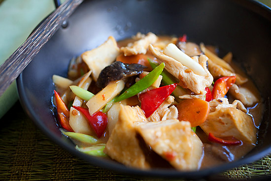 Sichuan homemade tofu is a tofu dish made with spicy bean sauce ready to serve.