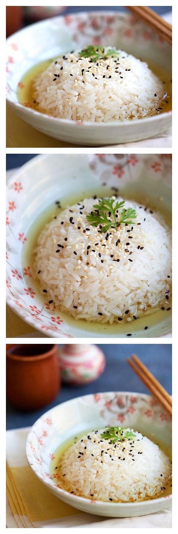 Green Tea Rice using green tea and regular steamed rice. Easy and healthy rice that you can have every day | rasamalaysia.com