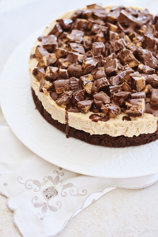 Cake made with peanut butter, cheesecake, and brownies.