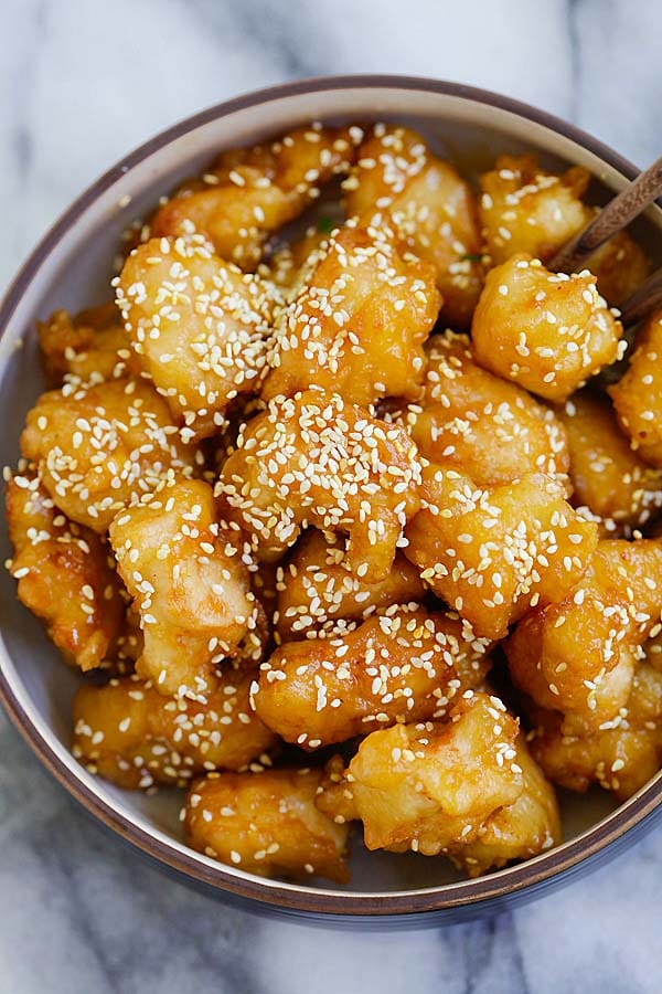 Super easy fried honey sesame chicken recipe to make at home.