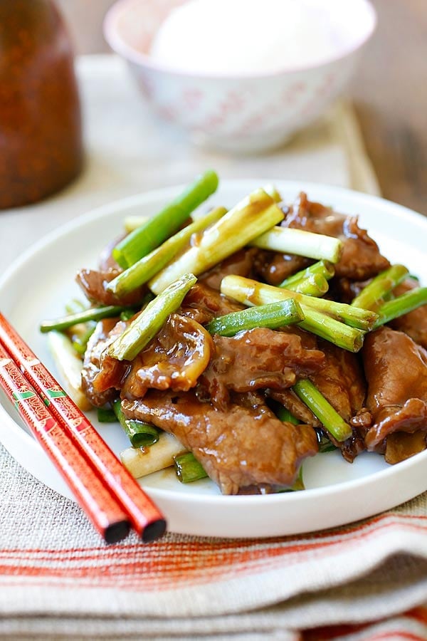 Authentic Mongolian beef recipe with Mongolian beef sauce.