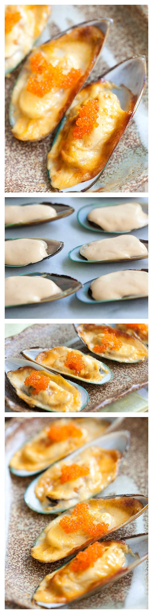 Cheese-mayo mussels or baked mussels dynamite is so delicious. Easy recipe with cheese, mayo, mussels and you have the most amazing appetizer ever | rasamalaysia.com