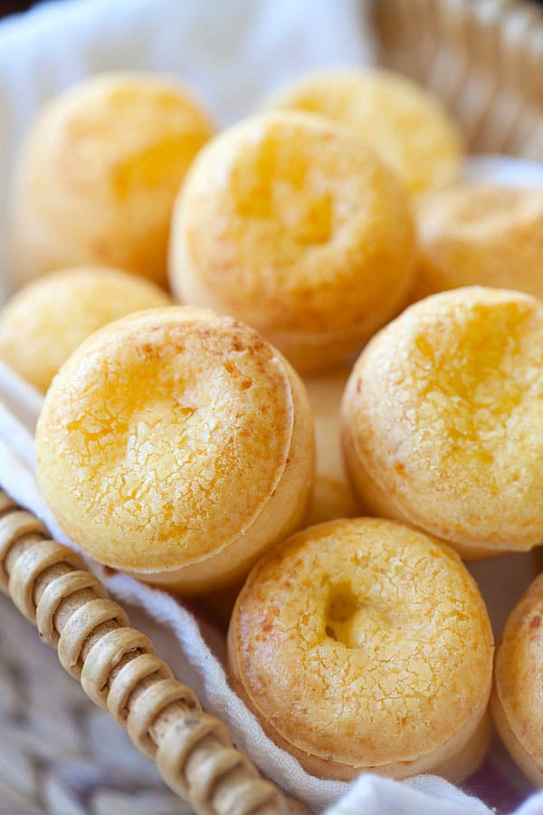 loads of Brazilian cheese rolls or Pão de Queijo fresh out of the oven.