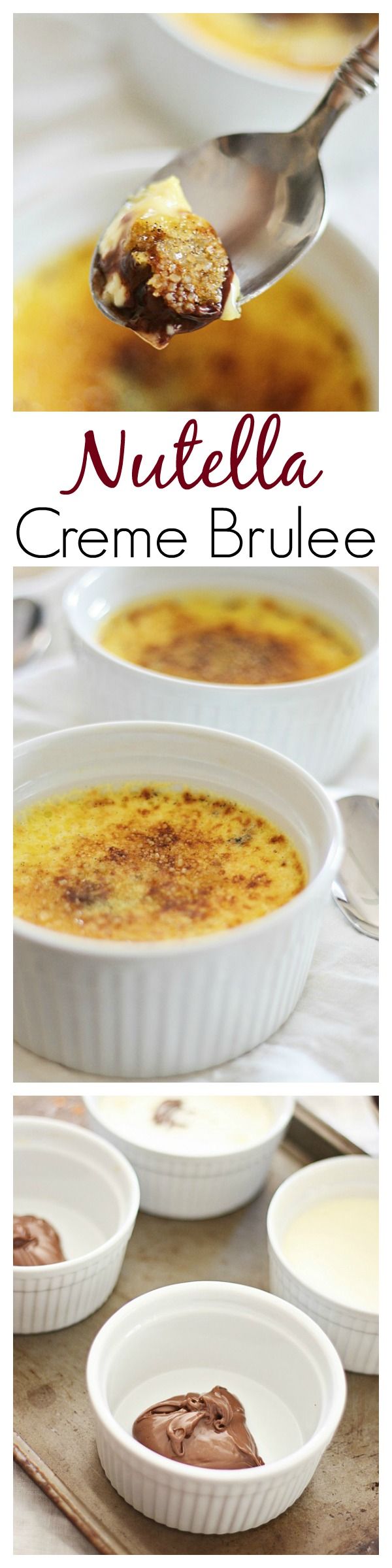 Nutella Creme Brulee recipe. Creamy and silky creme brulee with Nutella. Very spoonful of the creme brulee is sweet, nutty with gooey Nutella. A must-try | rasamalaysia.com