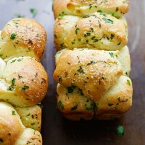 Pull apart garlic bread.