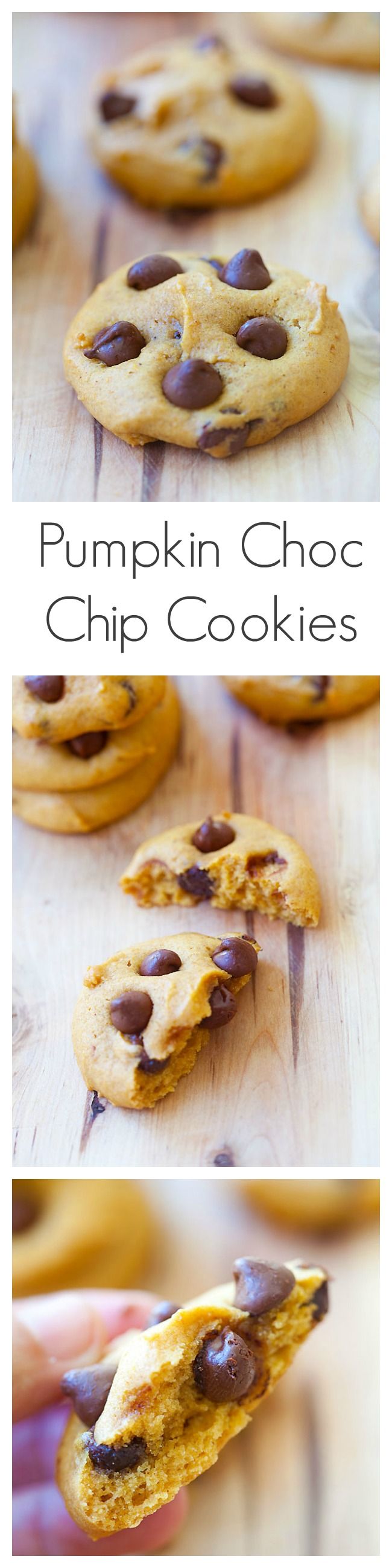 Pumpkin chocolate chip cookies that are chewy and soft, loaded with pumpkin and chocolate chips. | rasamalaysia.com