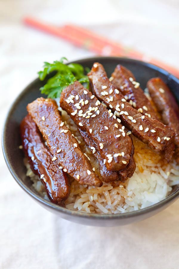 Beef Teriyaki recipe with rich sweet teriyaki sauce.