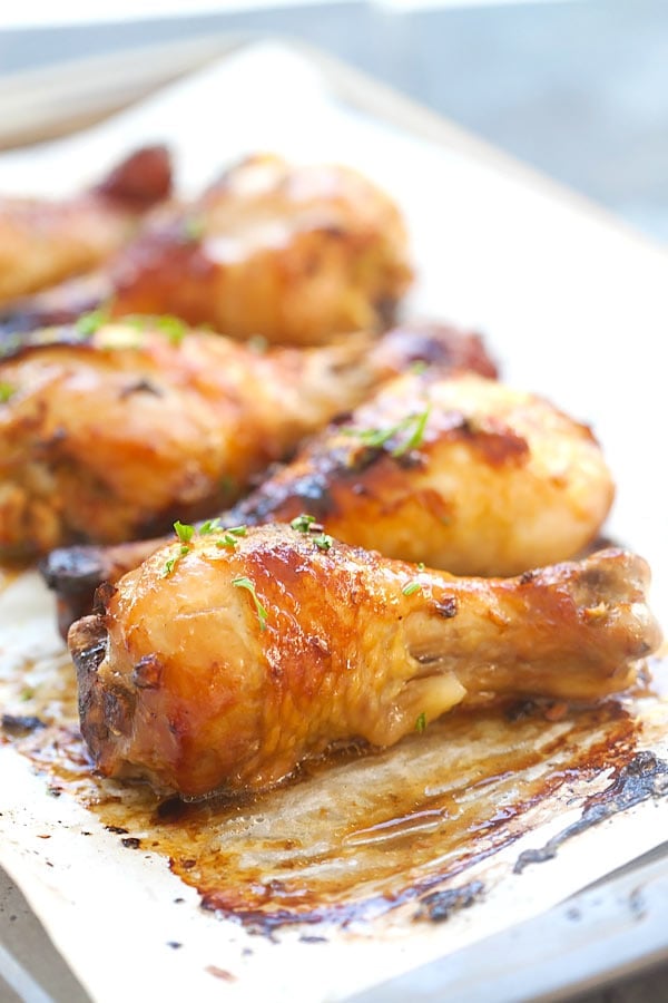 Delicious baked honey lemongrass marinated chicken.