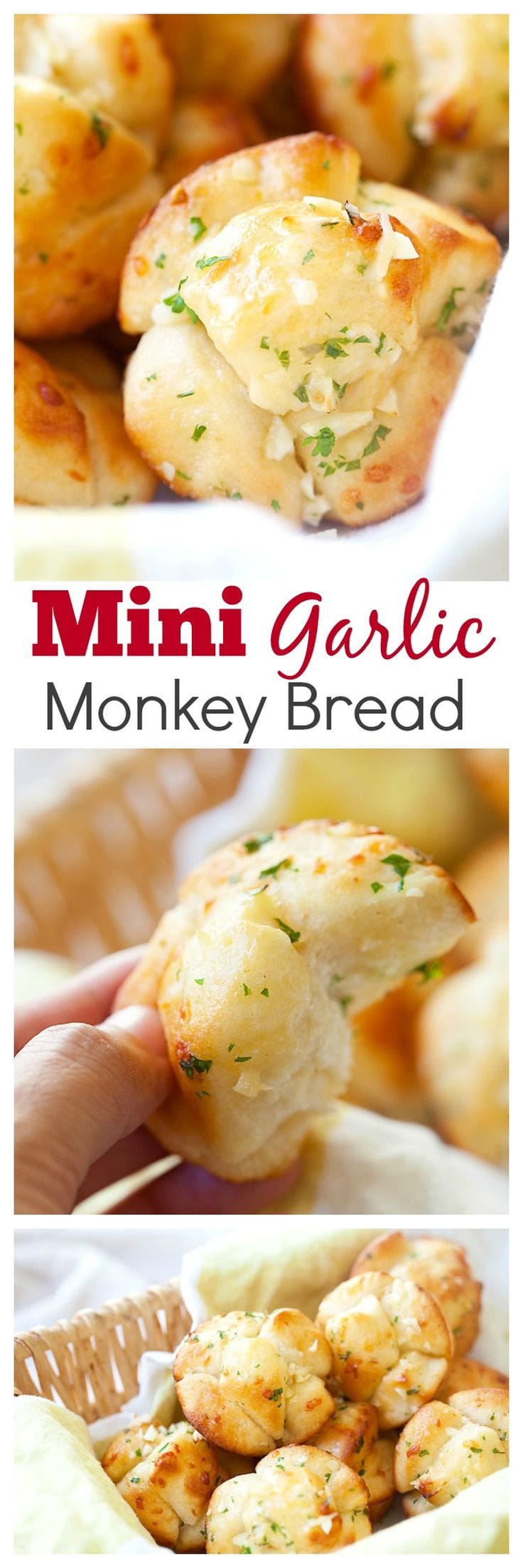 Mini garlic monkey bread – best and easiest monkey bread takes 20 mins! Use Pillsbury biscuits dough and garlic herb butter | rasamalaysia.com