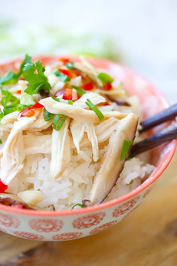 Homemade healthy Chinese chicken with soy sauce, ginger and garlic.