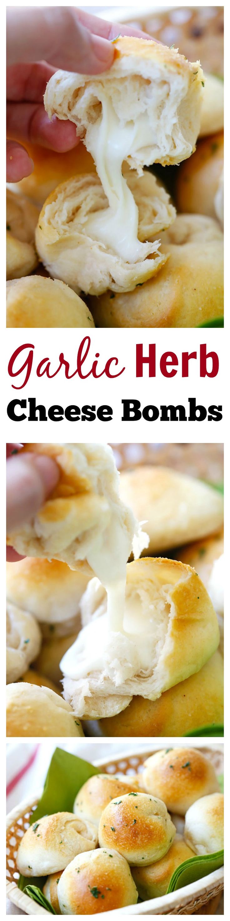 Garlic Herb Cheese Bombs – amazing cheese bomb biscuits loaded with Mozzarella cheese and topped with garlic herb butter. Easy recipe that takes 20 mins. | rasamalaysia.com