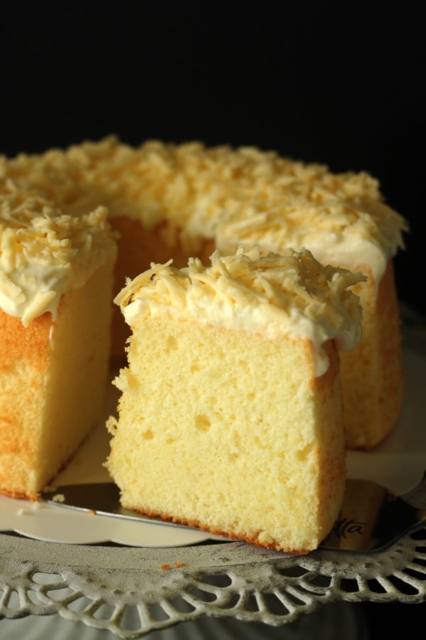 Easy and delicious homemade Parmesan cheese chiffon cake.