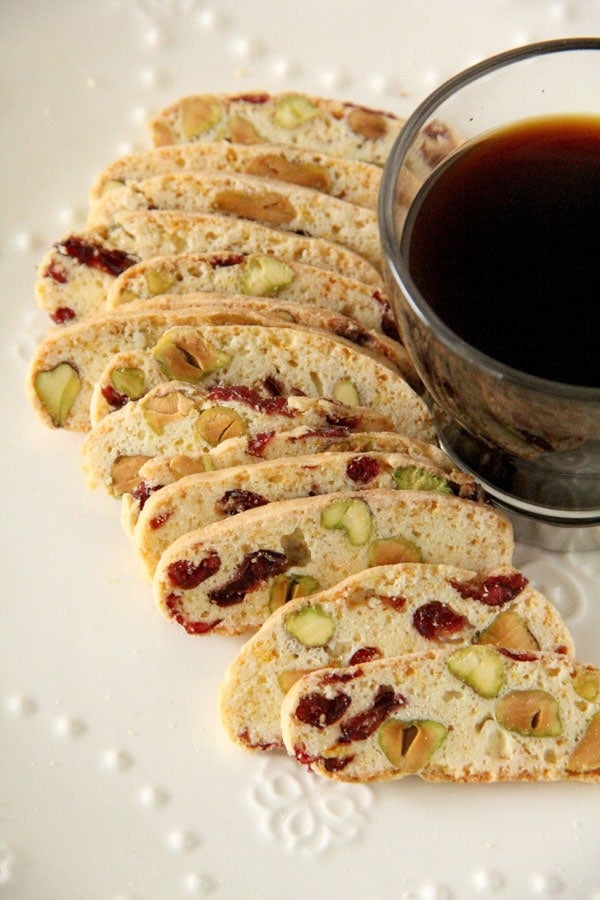 Easy homemade crunchy Cranberry and Pistachio Biscotti.