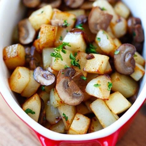 Butter Sauteed Potatoes and Mushrooms