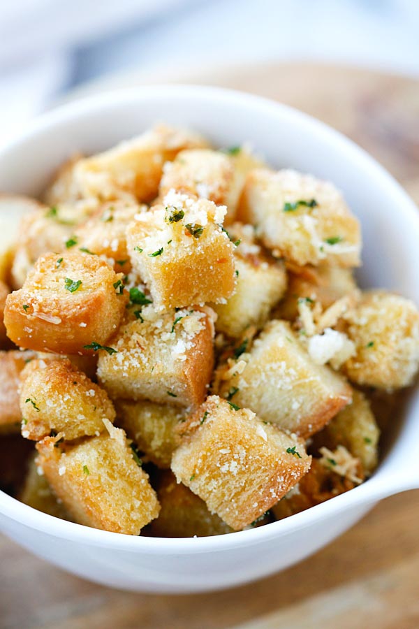 Garlic Herb Parmesan Croutons (Homemade Croutons! ) - Rasa Malaysia