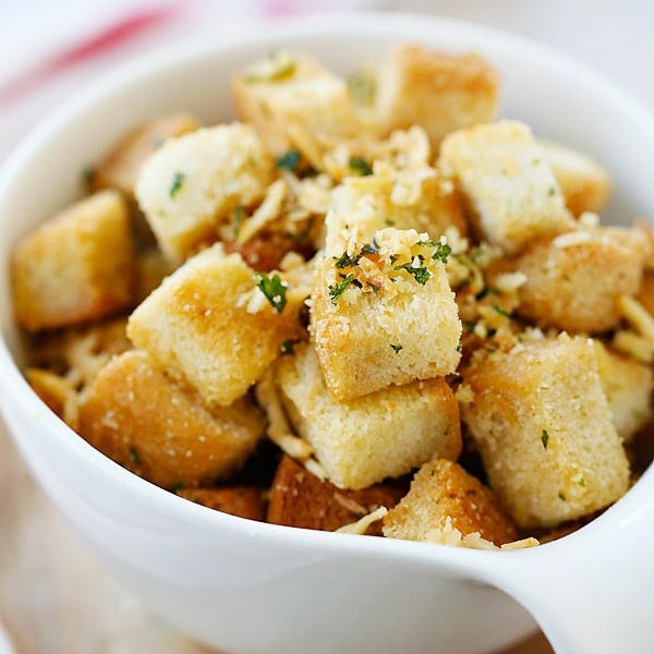 garlic herb Parmesan croutons