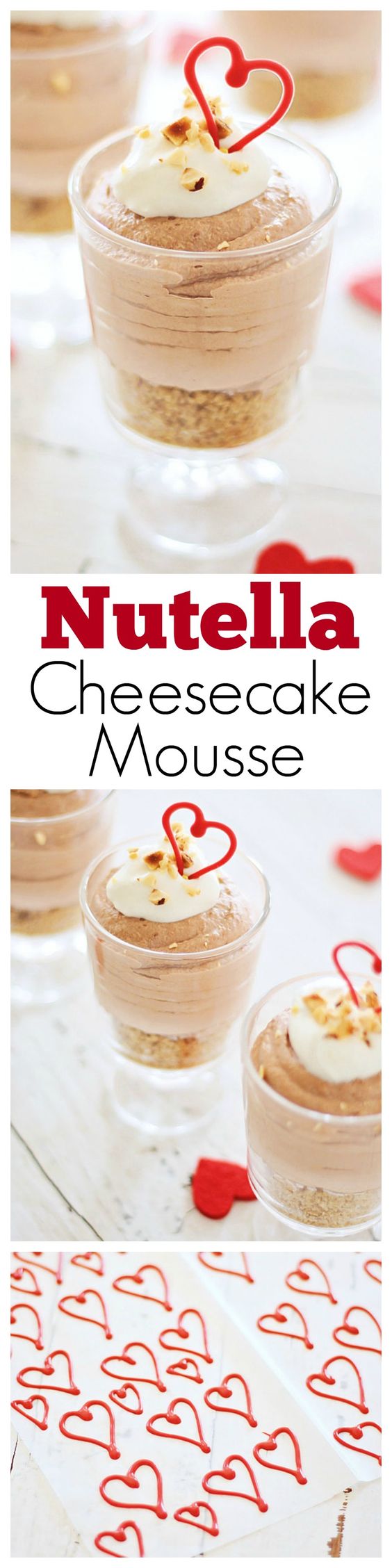 Nutella Cheesecake Mousse – light, fluffy Nutella cheesecake mousse in a glass, with hazelnuts. Super easy dessert recipe for special occasions | rasamalaysia.com