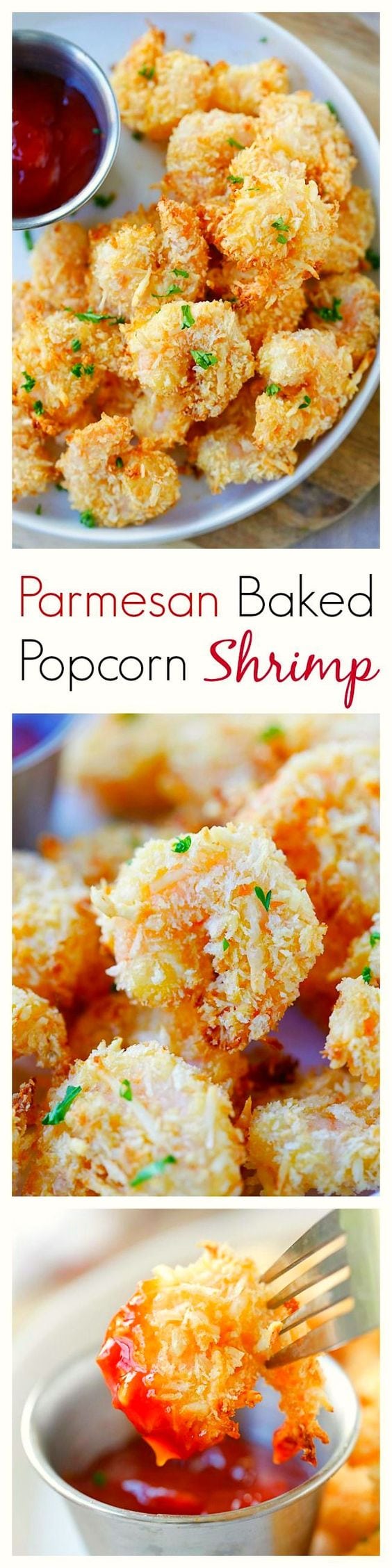 Parmesan Baked Popcorn Shrimp – Easiest and crispiest popcorn shrimp with no deep frying. Easy, healthy, super yummy | rasamalaysia.com