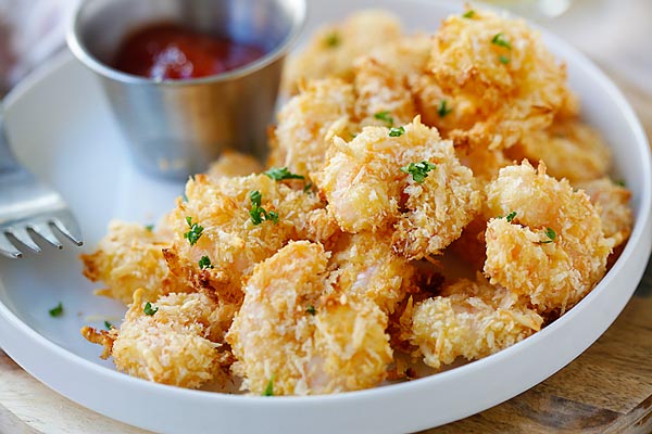 Parmesan Baked Popcorn Shrimp | Easy Delicious Recipes