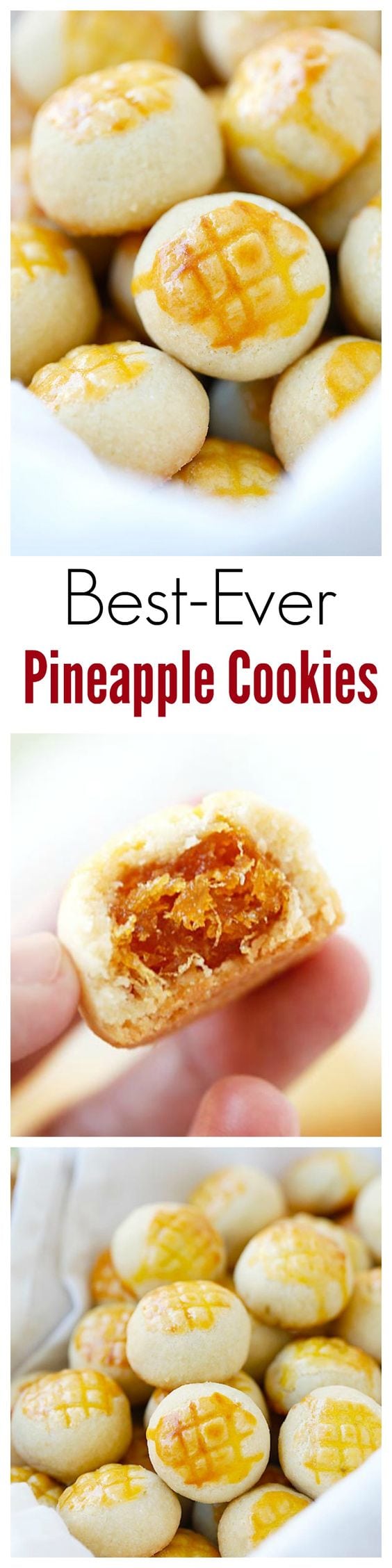 Best-ever pineapple cookies or pineapple tarts - buttery, crumbly and melt-in-your-mouth pastry with pineapple filling, the best pineapple tarts ever | rasamalaysia.com