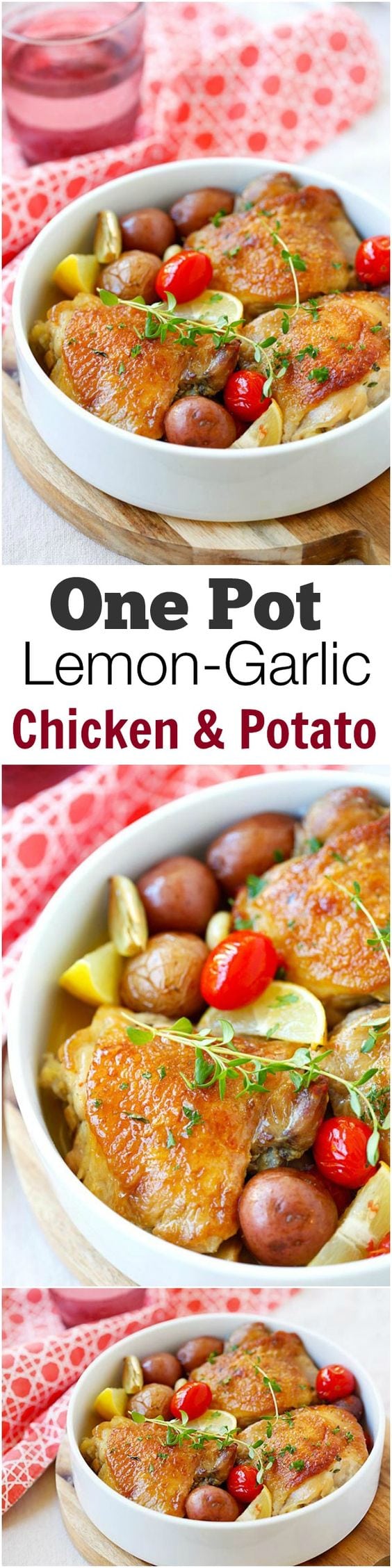 Lemon-Garlic Chicken and Potatoes – one pot braised chicken with lemon-garlic and potatoes. Serve the whole family but so easy and only one pot to clean!! | rasamalaysia.com