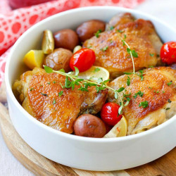 Lemon-Garlic Braised Chicken and Potatoes