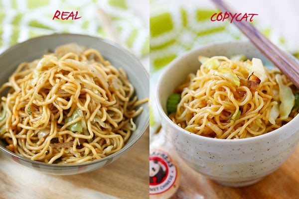 Comparison of Panda Express Chow Mein and homemade copycat recipe Chow Mein.