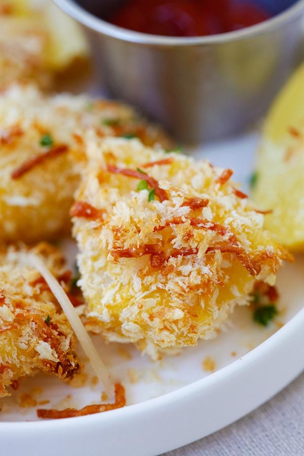 Parmesan Baked Fish Nuggets ready to serve.
