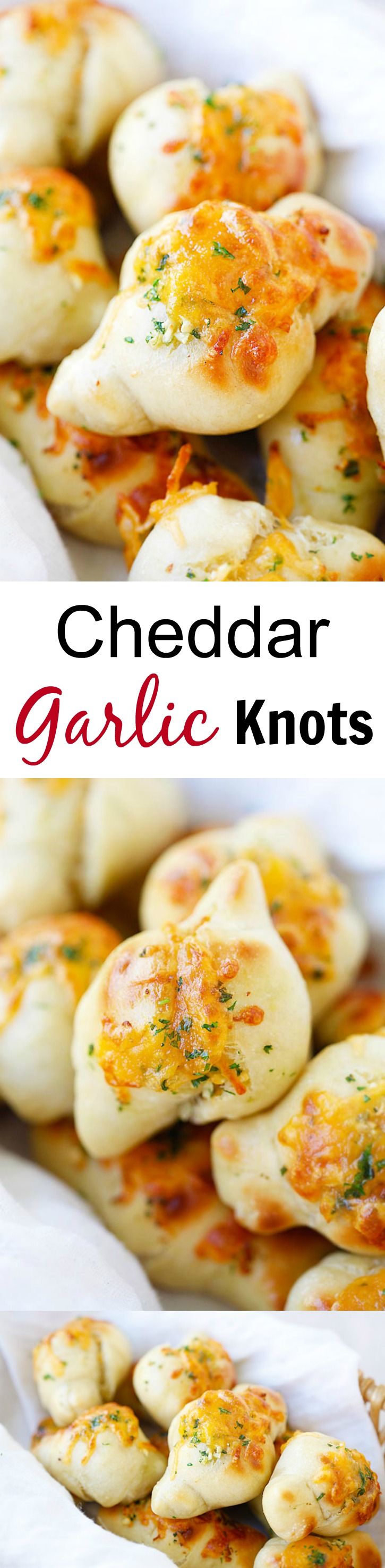 Cheddar Garlic Knots – cheesy, buttery garlic knots that anyone can make at home as a side dish, takes only 20 minutes from prep to dinner table!! | rasamalaysia.com