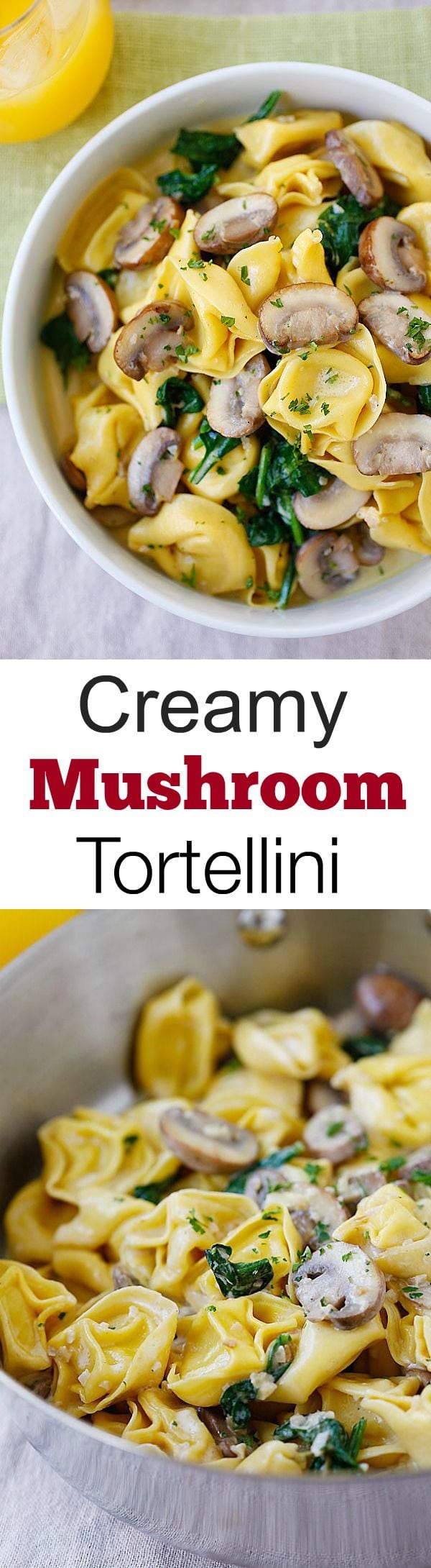 Creamy Mushroom Tortellini - the creamiest and most delicious tortellini recipe with rich buttery mushroom sauce. Quick, easy and budget-friendly!! | rasamalaysia.com