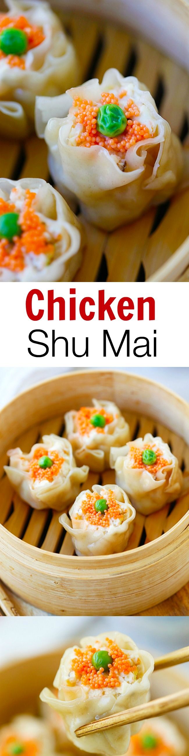Chicken Shu Mai (Siu Mai) is a popular dim sum item. Learn how to make chicken shu mai with this quick and amazing recipe that is better than Chinatown!! | rasamalaysia.com
