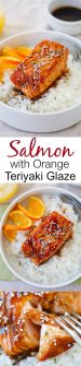 Salmon with Orange Teriyaki Glaze - Rasa Malaysia