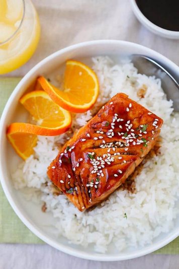 Salmon with Orange Teriyaki Glaze - Rasa Malaysia