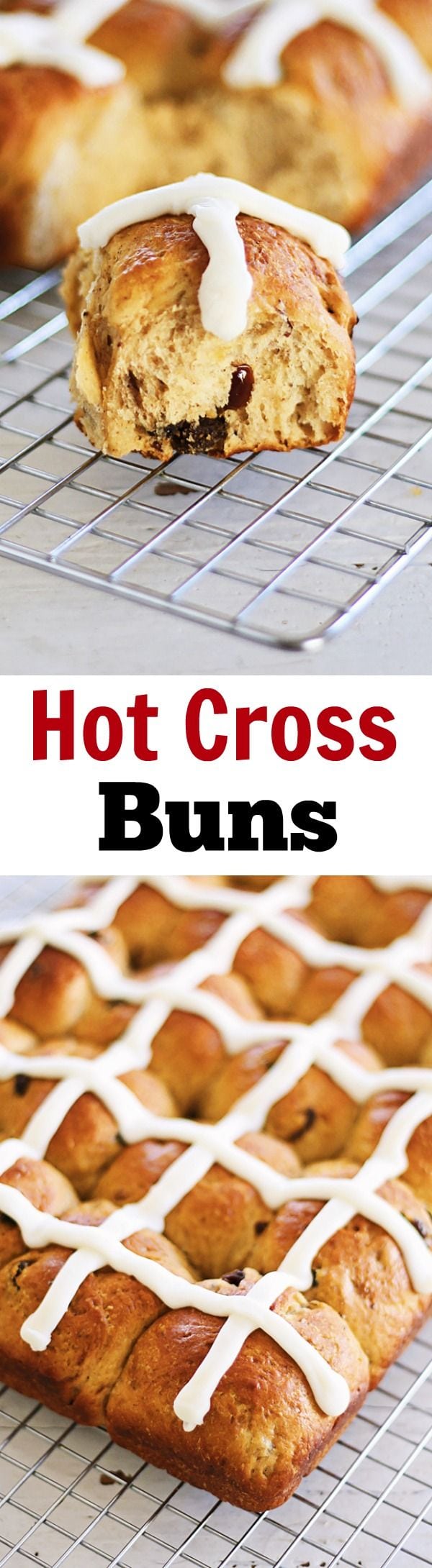 Hot Cross Buns - soft, fluff and pillowy hot cross buns spiced with cinnamon, cloves and loaded with dried fruits. So good you can't stop eating!! | rasamalaysia.com