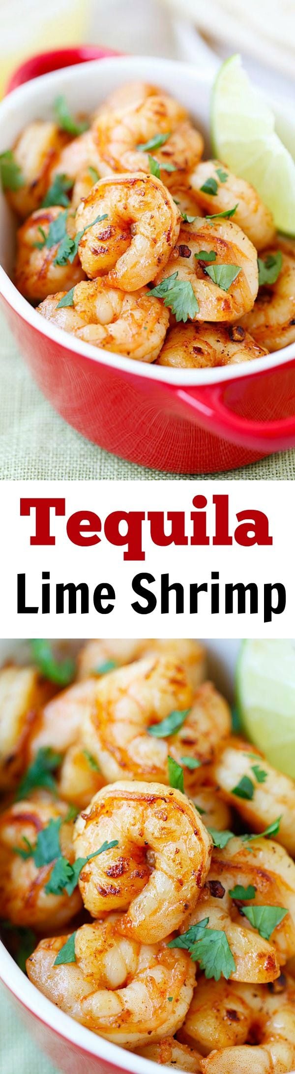 Tequila Lime Shrimp - shrimp with tequila, lime, cilantro! Crazy easy and budget friendly recipe, SO good, takes 15 mins to make! | rasamalaysia.com