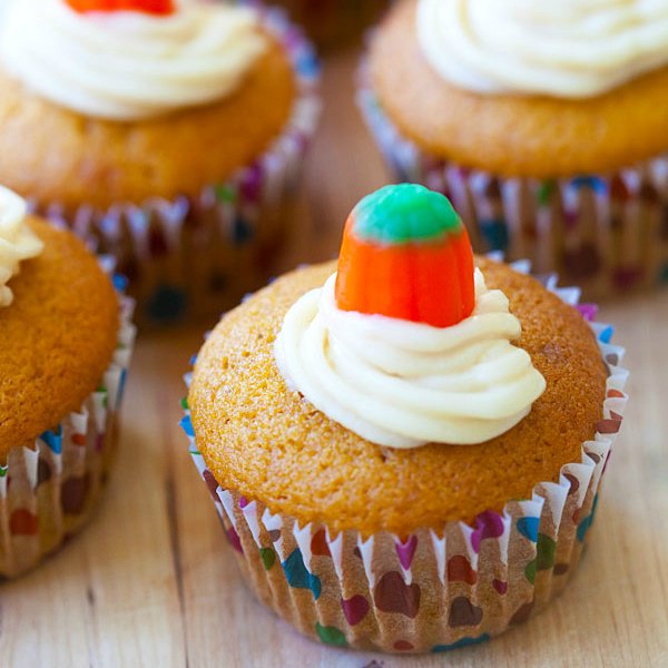 Cream Cheese Filled Pumpkin Cupcakes